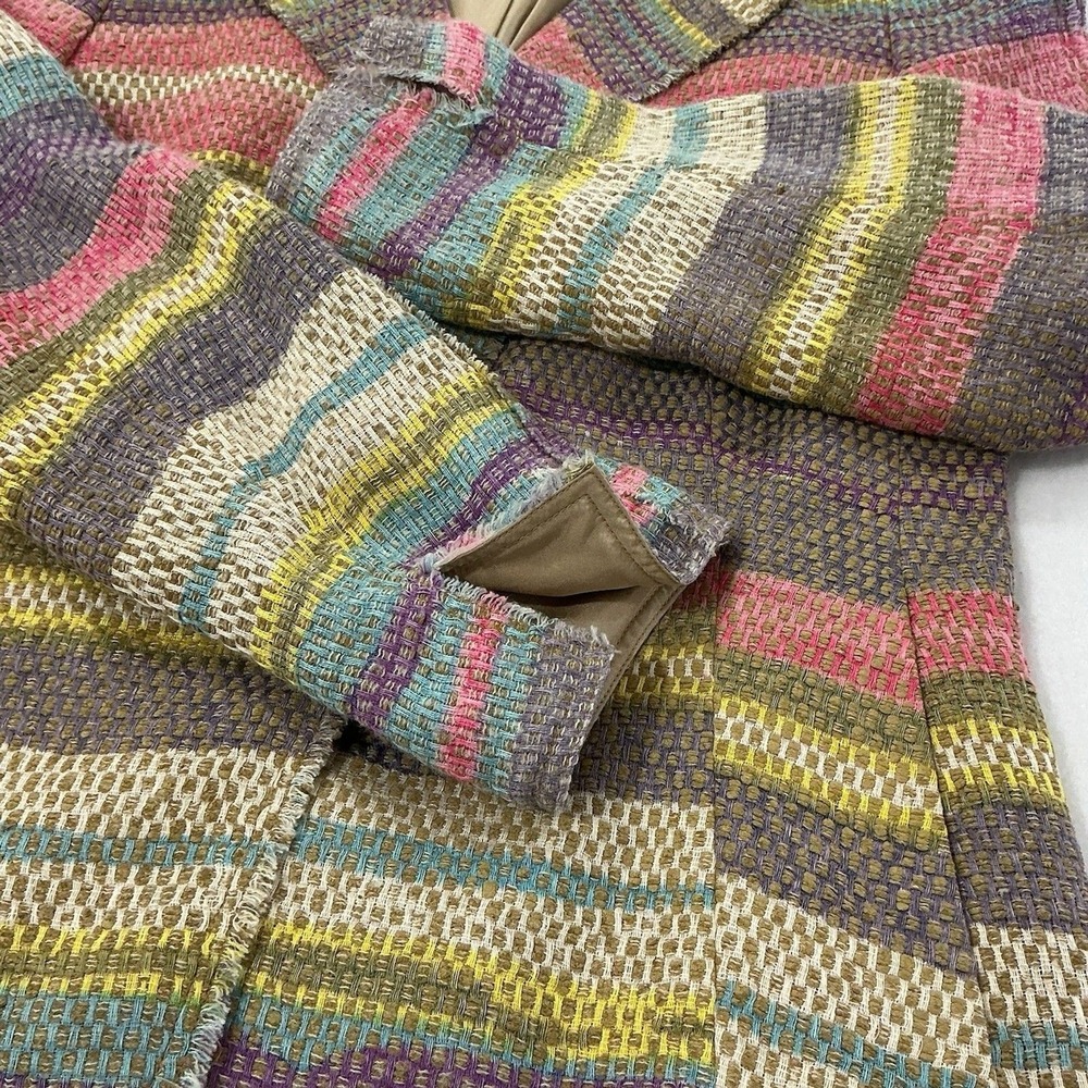 Akris Linen Blend Pastel Stripe 2 pc Suit Jacket Skirt Classic Chic Swiss Artsy - Picture 7 of 16